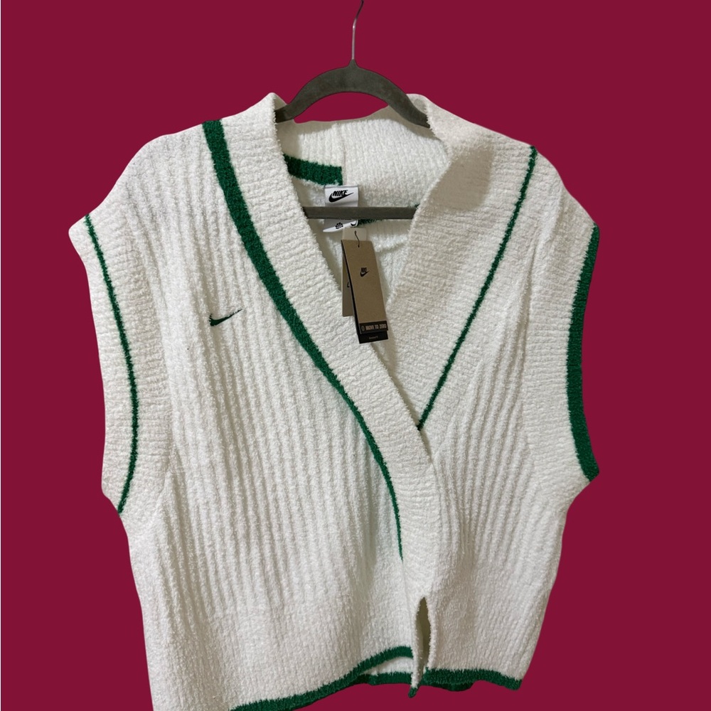 Nike Collection White and Green Knitted Vest